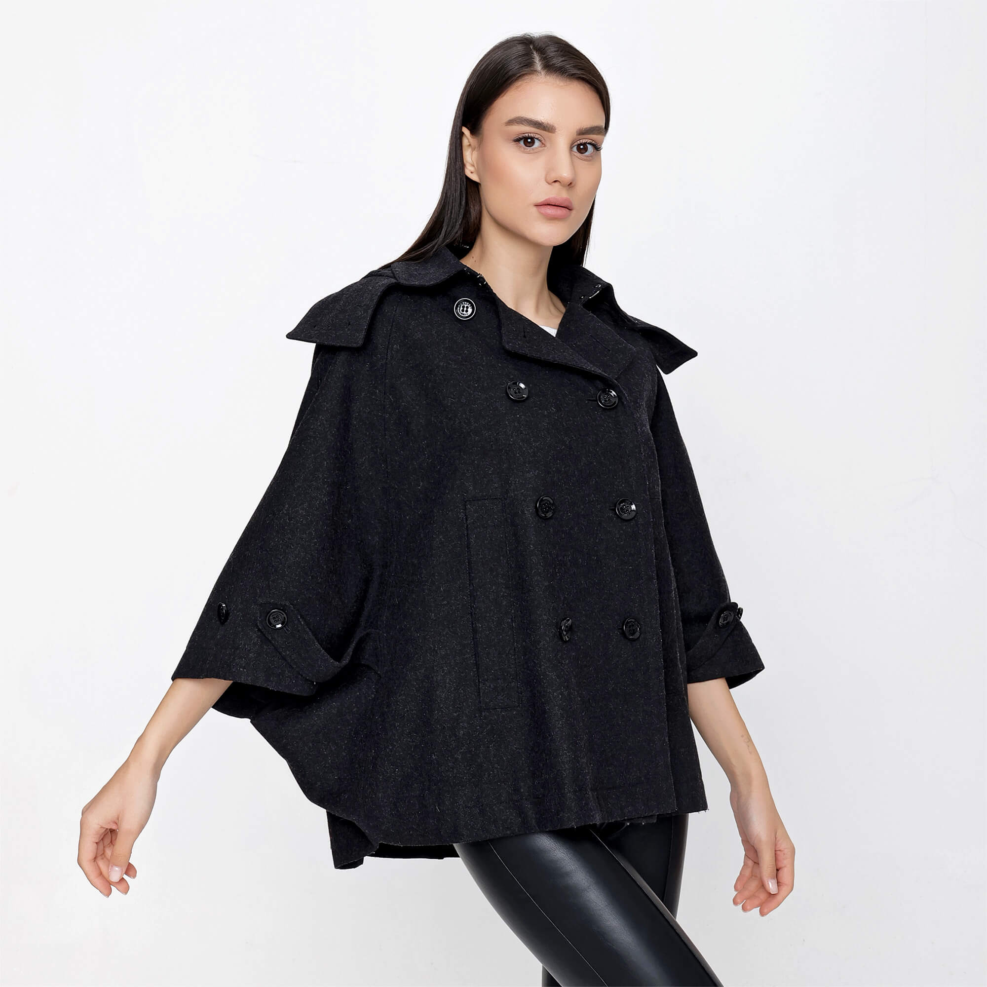 Burberry - Black Cotton Hodded Pancho 